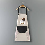 COFFEE GIRL PRINT SUMMER THIN APRON WITH POCKETS_CWMM2047