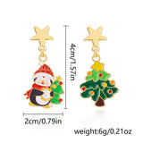 ASYMMETRIC OIL PAINTED CHRISTMAS EARRINGS_CWAJE2391
