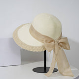 LARGE BRIM OUTDOOR FASHION BOW STRAW HAT_CWAH3408
