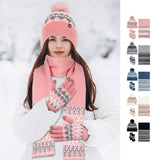 Winter Warm Jacquard Knitted Hat 3-Piece Set_Cwmm2794