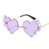 METAL RIMLESS PEARL HEART TEARS SUNGLASSES_CWASG0874