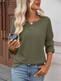 Waffle Round-Neck Solid-Color Knitted T-Shirt