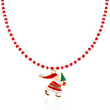 Cwaje2515_Christmas Tree Santa Claus Rice Bead Necklace