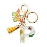 FLOWER LETTER KEYCHAIN WITH YELLOW BUTTERFLY CHARM_CWAB5090