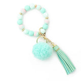 POM POM TASSEL KEYCHAIN SILICONE BEAD BRACELET_CWAB5016