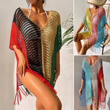 COLORFUL SEXY TASSEL HOLLOW BIKINI BEACH COVER UP_CWMW0669