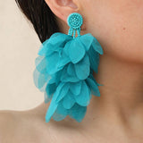HANDMADE FABRIC TASSEL EARRINGS BOLD STATEMENT_CWMM6156