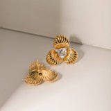 STAINLESS STEEL THREE PETAL FLOWER EARRINGS_CWASC1680