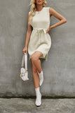 Solid Color Crew Neck Knitted Dress_Cwdsd2454