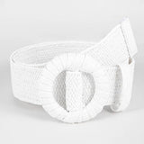 POPULAR ELASTIC ROUND BUCKLE STRAW BELT_CWABE0441