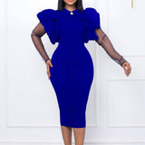MESH AND PLEATED COMMUTER PLUS SIZE DRESS_CWDMD3678