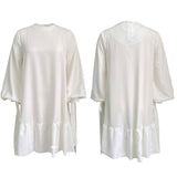 LOOSE SOLID COLOR PUFF SLEEVES PLUS SIZE DRESS_CWDSD6085