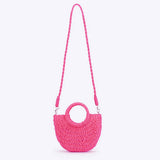 SOLID COLOR SEMI CIRCLE HANDMADE STRAW BAG_CWAB4696