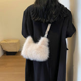 Winter Faux Fox Fur Single Shoulder Plush Bag_Cwab3943