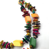 Vintage Geometric Wood Coconut Shell Necklace_Cwmm4978