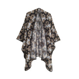 Vintage Grain Pattern Split Cloak Shawl