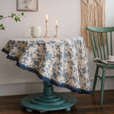 Vintage Blue Rose Print Tablecloth_Cwmm0958