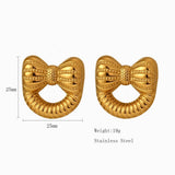 ORIGINAL DESIGN 18K STEEL BOW KNOT EARRINGS_CWMM8922