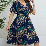 SUMMER RUCHED WAIST DRESS V NECK SLIM FIT_CWDMD5959