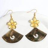 Womens Plumeria Long Fan-Shaped Earrings_Cwmm4272