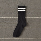 Wo-Striped Preppy Mid-Length Socks_Cwms0995
