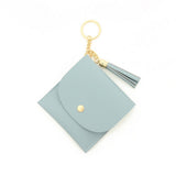 SOLID PU CARD WALLET WITH TASSEL KEYCHAIN_CWAB4965