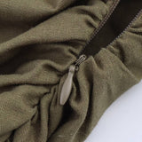 LINEN COLLARED SHORT SLEEVE MIDI DRESS FOR WOMEN_CWDMD5785