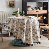 Vintage Blue Rose Print Tablecloth_Cwmm0958