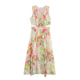 FLORAL PRINT DRESS WITH CUTOUT DETAIL FOR WOMEN_CWDMD5787
