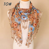 COLORFUL HOLLOW TASSEL LACE TRIANGLE SCARF VEIL_CWMM1989