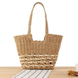 LARGE CAPACITY BEACH PAPER ROPE HOLLOW WOVEN BAG_CWAB2031