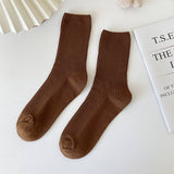 AUTUMN AND WINTER STRIPED WOMENS MID CALF SOCKS_CWMS0985