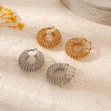 18K GOLD BRAIDED FILIGREE CHUNKY HOOP EARRINGS_CWAJE0559