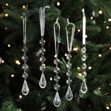 CLEAR ACRYLIC SNOWFLAKE CRYSTAL ICICLE SET DECOR_CWMM9682