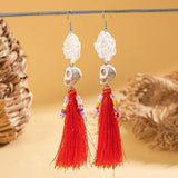 HALLOWEEN SKULL TASSEL RICE BEAD EARRINGS_CWAJE2411