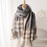 MODERN PLAID FRINGE SCARF WITH LUXE TEXTURE_CWASC2770