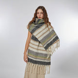 STRIPE SCARF COZY FAUX CASHMERE WINTER WRAP_CWASC2359