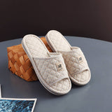 PLAID COTTON FLOOR SLIPPERS WITH THICK SOLE_CWSHF0190