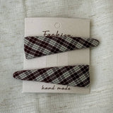 Plaid Fabric Bb Hair Clips Set For Girls_Cwaha07977