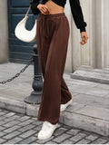 Solid Color Velvet Drawstring Loose Casual Pants