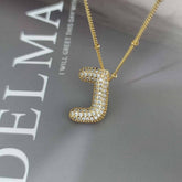 COPPER ZIRCONIA 26 LETTERS PENDANT NECKLACE_CWMM5869