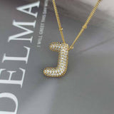 COPPER ZIRCONIA 26 LETTERS PENDANT NECKLACE_CWMM5869