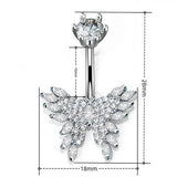 NEW CZ BUTTERFLY STAINLESS STEEL NAVEL RING_CWMM9373