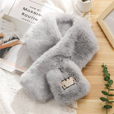 SMILEY FAUX RABBIT FUR SCARF COZY WINTER WRAP_CWASC1250