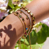 BRIGHT ENAMEL HEART STAR BRACELET 18K GOLD STEEL_CWAJE4812