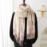 COZY PLAID TASSEL SCARF FALL WINTER WRAP FOR WOMEN_CWASC0977