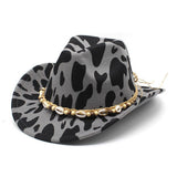 COLORBLOCK COW PATTERN WOOL WIDE BRIM JAZZ HAT_CWAH2550
