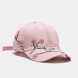 EMBROIDERED PEACH BLOSSOM COTTON BASEBALL CAP CWAH1639