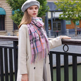Womens Double Face Plaid Scarf Winter Warmth