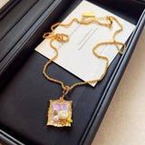 MONET GARDEN OIL PAINTING STYLE FASHION NECKLACE_CWAJE2365